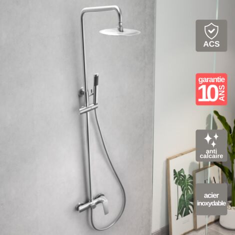 Colonne de Douche acier inoxydable anti-calcaire - Design Moderne et Économie d'eau - Kit Complet DELOS IMEX (1/5)