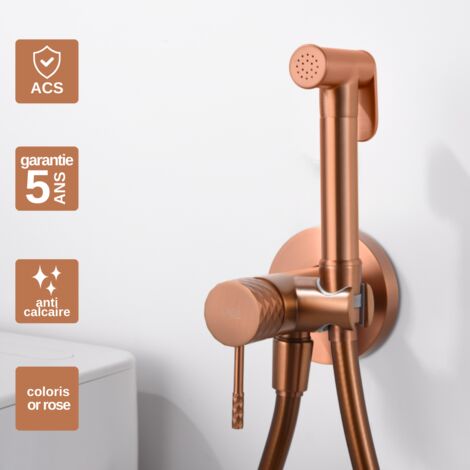 Kit Douchette hygiénique à encastrer pour WC ou bidet or rose – Design moderne et Économie d'eau - GENOVA IMEX