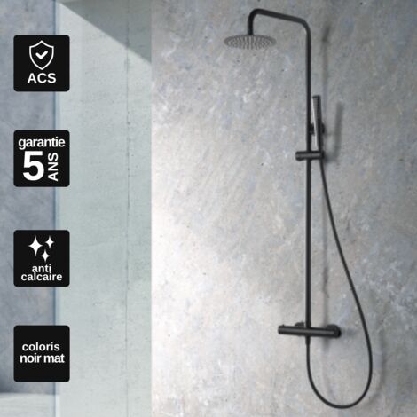 Colonne de Douche avec Mitigeur Thermostatique noir mat anti-calcaire - Design Moderne - NAPOLES IMEX