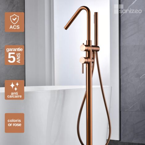 Robinet Mitigeur de Baignoire sur Pied Or Rose Brossé IMEX CORCEGA BBECO1/ORC