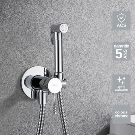 Douchette hygiénique encastrée pour WC ou bidet – Corps en laiton – Débit 12 l/min – Monocommande pour eau chaude/froide – Imex Products