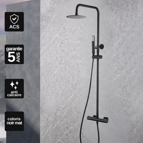 Colonne de Douche avec Mitigeur Thermostatique noir mat anti-calcaire - Design Moderne - GENOVA IMEX