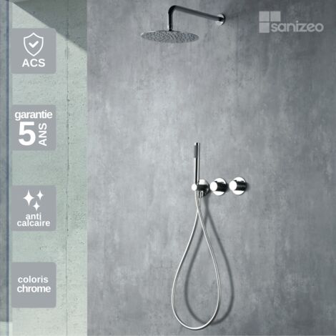 Colonne de Douche Encastrée avec Mitigeur Thermostatique chromé anti-calcaire - Design Moderne - ASSEN IMEX