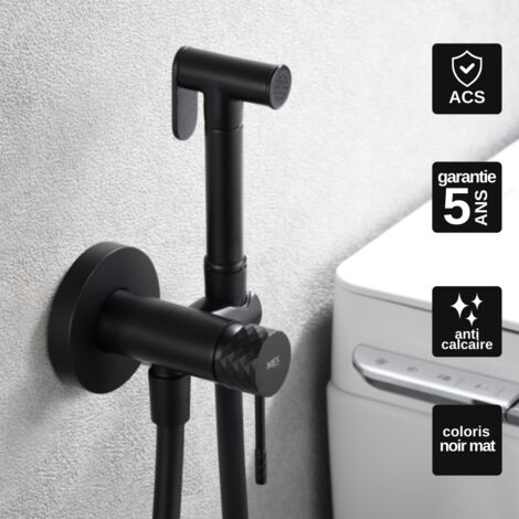 Kit Douchette hygiénique à encastrer pour WC ou bidet noir mat – Design moderne et Économie d'eau - GENOVA IMEX