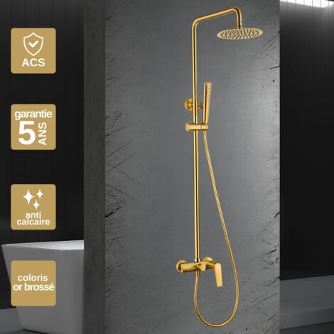 Colonne de Douche or brossé anti-calcaire - Design Moderne et Économie d'eau - Kit Complet DELOS IMEX