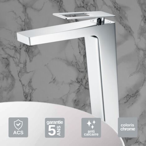 Robinet Mitigeur Lavabo Salle de Bain chromé – Bec Haut Anti-Calcaire – Design moderne - SUECIA IMEX (1/5)