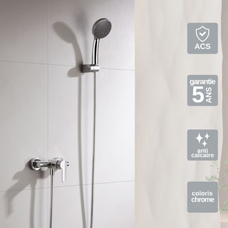 Mitigeur Douche chromé Pommeau Anti-Calcaire - Design Moderne et Économie d'eau - Kit Complet ROMA IMEX (1/4)