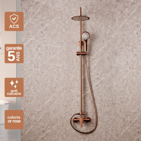 Colonne de douche thermostatique anti-calcaire – Corps en laiton – Flexible 150 cm – Débit 12 l/min – Mitigeur monocommande – Imex Products