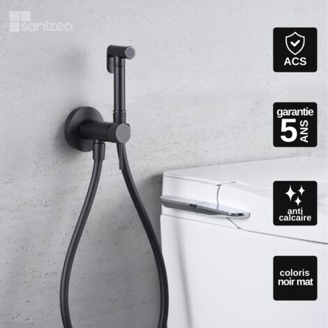 Kit Douchette hygiénique à encastrer pour WC ou bidet noir mat – Design moderne et Économie d'eau - LINE IMEX
