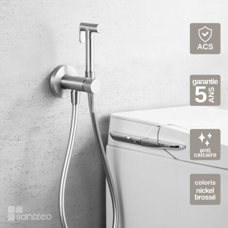 Kit Douchette hygiénique à encastrer pour WC ou bidet niquel brossé – Design moderne et Économie d'eau - LINE IMEX