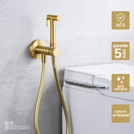 Kit Douchette hygiénique à encastrer pour WC ou bidet or brossé – Design moderne et Économie d'eau - LINE IMEX