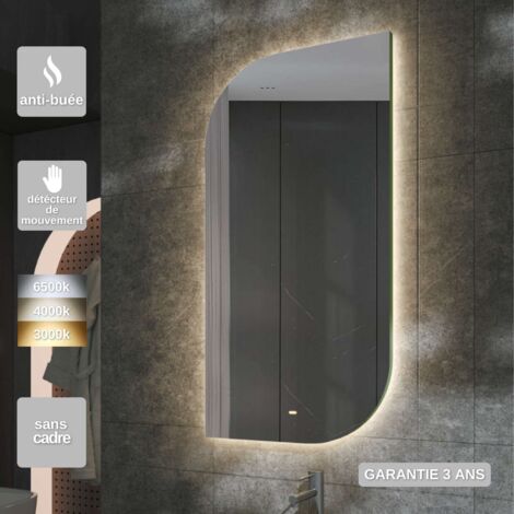 Miroir Salle de Bain LED Rétro-éclairé (3000K) - 60x110cm - Anti-Buée & Détecteur de Mouvement - CARDIF LEDIMEX (1/5)