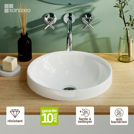 Vasque à encastrer ronde – Blanc Brillant - Minéral composite 75% - Ø40 x H12.7 cm – Mod. ÉRIK LAVABERG (1/5)