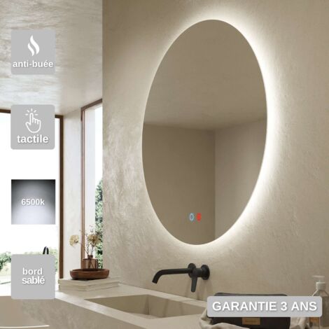 Miroir Salle de Bain LED Rétro-éclairé (6500K) - Ø80 - CommandesTactiles & Anti-Buée - LISBOA  LEDIMEX (1/5)