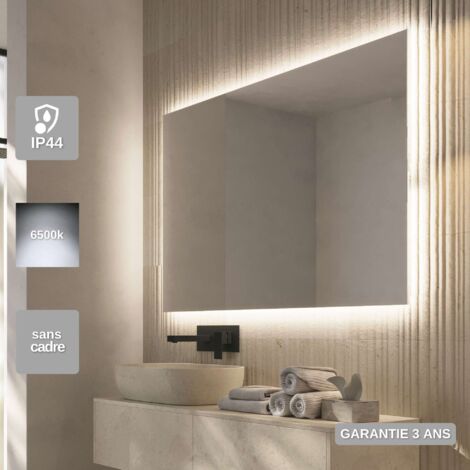 Miroir Salle de Bain LED Rétro-Éclairé (6500K) - 100x70cm - Verre Sécurité 5mm - SUECIA LEDIMEX