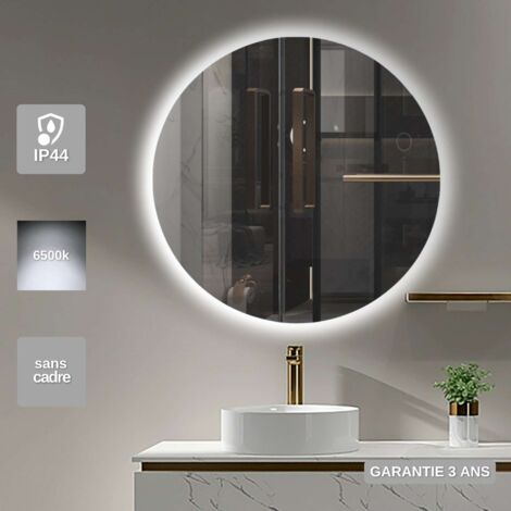 Miroir Salle de Bain LED Rétro-éclairé (6500K) - Ø80cm - Verre Sécurité 5mm - OPORTO LEDIMEX
