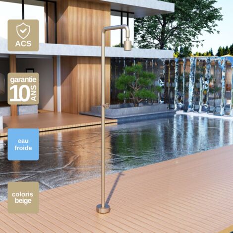 Douche de piscine Pool en Acier Inox.S316 Moka – Tête Ø80mm /Corps Ø42mm/H. 2,36m – Garantie 10 ans - POOLIMEX