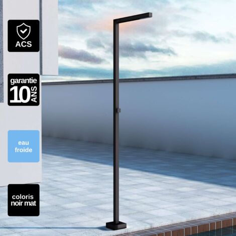 Douche de piscine Alabama en Acier Inox.S316 Noir Mat – Tête 40x40mm /Corps 40x40mm/H. 2,25m – Garantie 10 ans - POOLIMEX