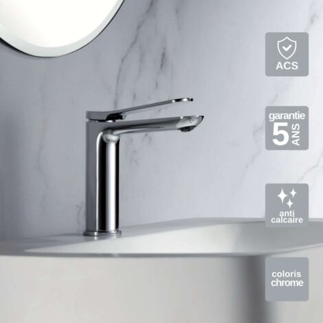 Robinet Mitigeur Lavabo Salle de Bain chromé – Bec Bas Anti-Calcaire – Design moderne - DINAMARCA IMEX (1/4)