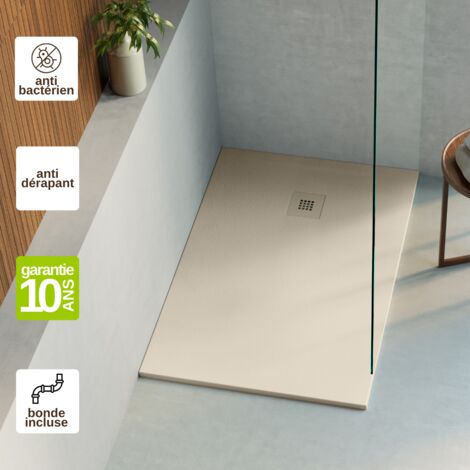 Receveur de douche 190x90 extra-plat Beige en résine minérale antidérapant effet ardoise - Thor LAVABERG