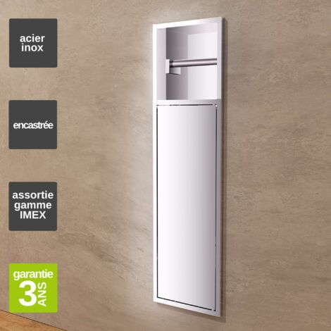 Niche de WC 17 x 60 cm - Rangement Mural Encastrable en finition Niquel Brossé - EGEAN