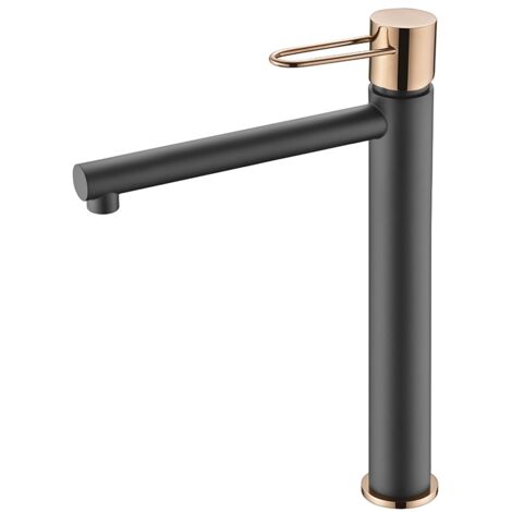 Robinet mitigeur cascade pour lavabo de salle de bain avec poignée unique Or rose