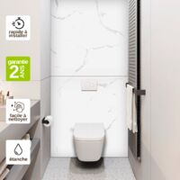 Kit de 2 Panneaux Habillage WC suspendu - 120x120 cm - Ép. 4mm - Effet Marbre Blanc - MUD WHITE KOBERTIN