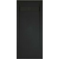 Receveur de douche extra-plat - Noir Anthracite - 70x100 cm | série Gneis I antiderapant et pose rapide - Gris & Noir