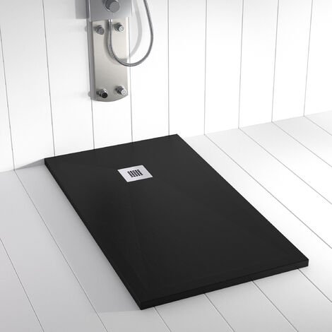 Piatto doccia filo pavimento rettangolare in resina 120x70 Stone Colore:  Nero