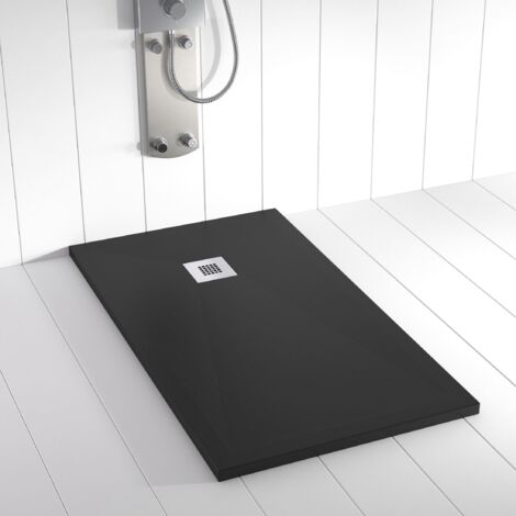 Piatto doccia in Resina PLES Nero ANTISCIVOLO - 90x210 cm - Griglia + Valvola GRATIS
