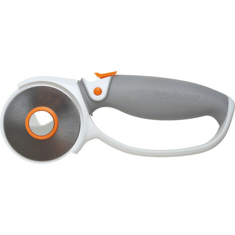 Fiskars Cutter rotatif à Poignée Softgrip, Revêtement en titane, Ø 60 mm, Pour droitiers et gauchers, Orange/Blanc/Gris, 1004753