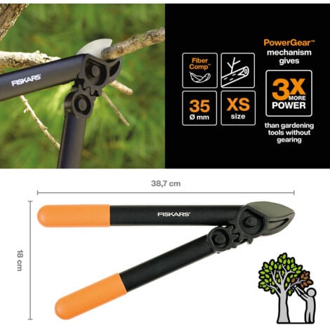 Coupe-branches Powergear™ I L31 à crémaillère et à enclume, 39,5 cm 
- Ø 35 mm - Manches fibre
