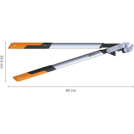 Fiskars Coupe-branches à enclume pour bois sec et dur, Système à crémaillère PowerGear X, Taille L, Diamètre de coupe: 5,5 cm, Revêtement antiadhésif, Acier trempé, Longueur: 80 cm, Noir/Orange, LX99,