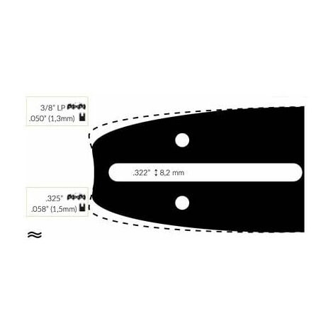 Guide chaîne tronçonneuse 35 cm – Pas 3/8'' LP – Jauge .050'' (1,3 mm) – Pour modèles 335, 435, 440, 441, 738, 842