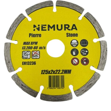2 Disques Diamant 125mm Pour Béton Et Pierre - Segments 10mm Universal Pour Meuleuse