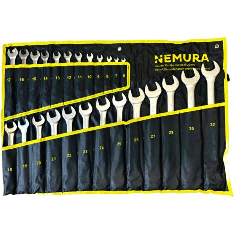 Nemura Coffret 25 Clés mixtes : 6 à 32 mm - Produits en Chrome Vanadium - Qualité Professionnelle - Marque Française (1/5)