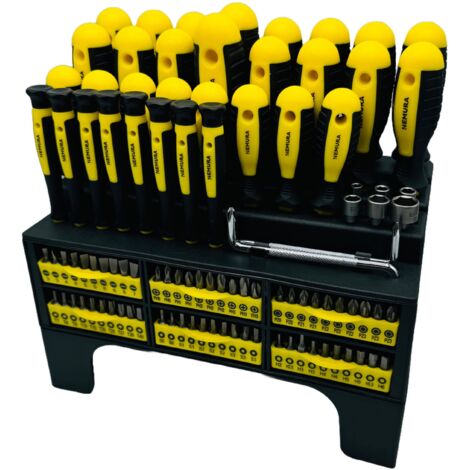 Nemura – Coffret multi-outils 100 pièces – 23 tournevis, 60 embouts, 6 douilles – Acier chrome vanadium, résistant à la rouille – Pour environnements humides (1/4)