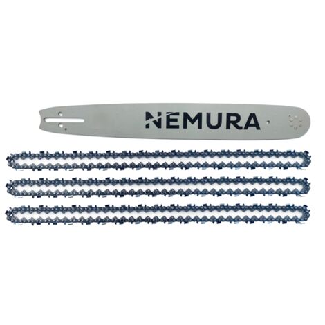 Nemura – Guide de tronçonneuse 45 cm avec 3 chaînes – Compatible Stihl MS270, MS271, MS280 – Pas .325 – Jauge 1,6 mm – 74 entraîneurs
