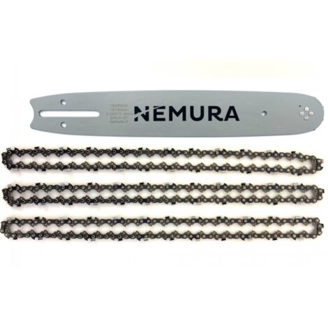 Nemura – Guide chaîne 33 cm pour tronçonneuse Echo – Lot de 3 chaînes 47 entraîneurs – Pas 3/8 LP – Jauge 0.50 mm pour coupe précise - CS3000