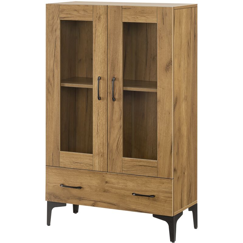 Armoire 2 Portes Noir et Effet Métal H187 cm - Krakow