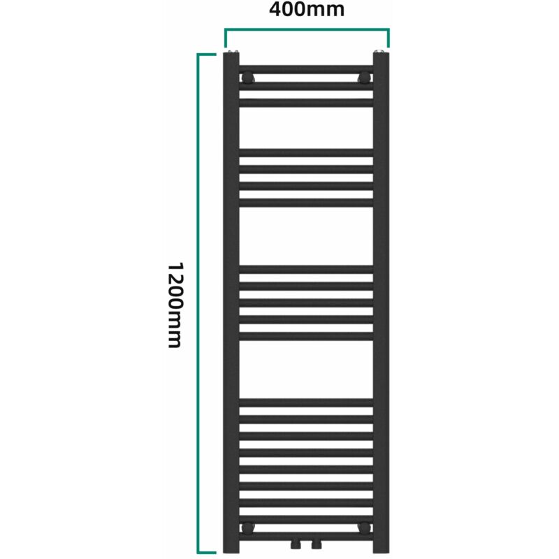 Radiateur Sèche-Serviettes WarmeHaus Moderne 1400x400mm Noir - 22 Barres Droites, Puissant 1468 BTU Pour Salle De Bain