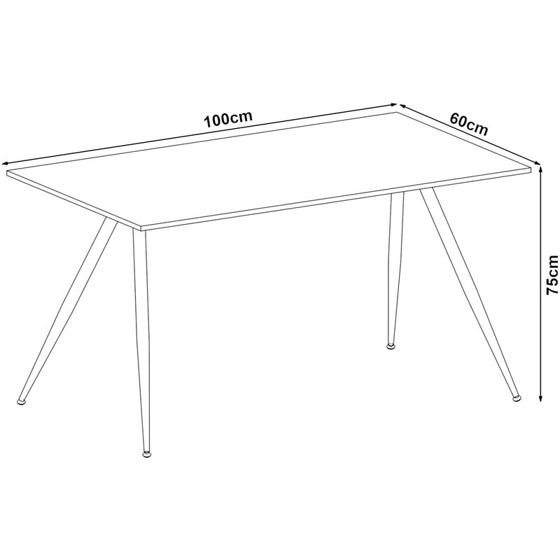 Table de salle à manger Hemnes MDF acier 100 x 60 x 75 cm effet