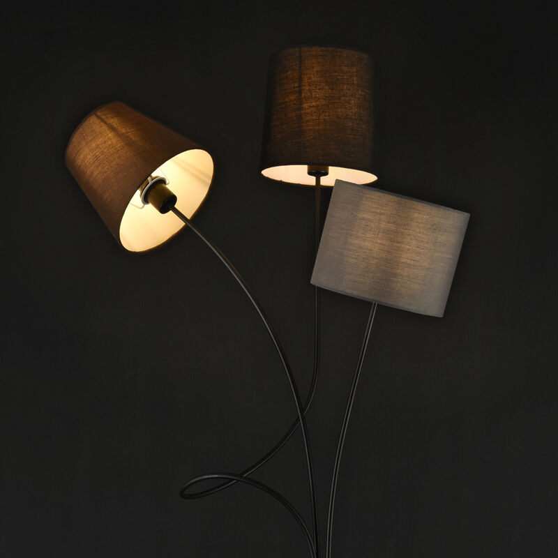 lux.pro Lampadaire Lampe à Pied Tripode Métal et Tissu 1 x E27 Noir 153 cm