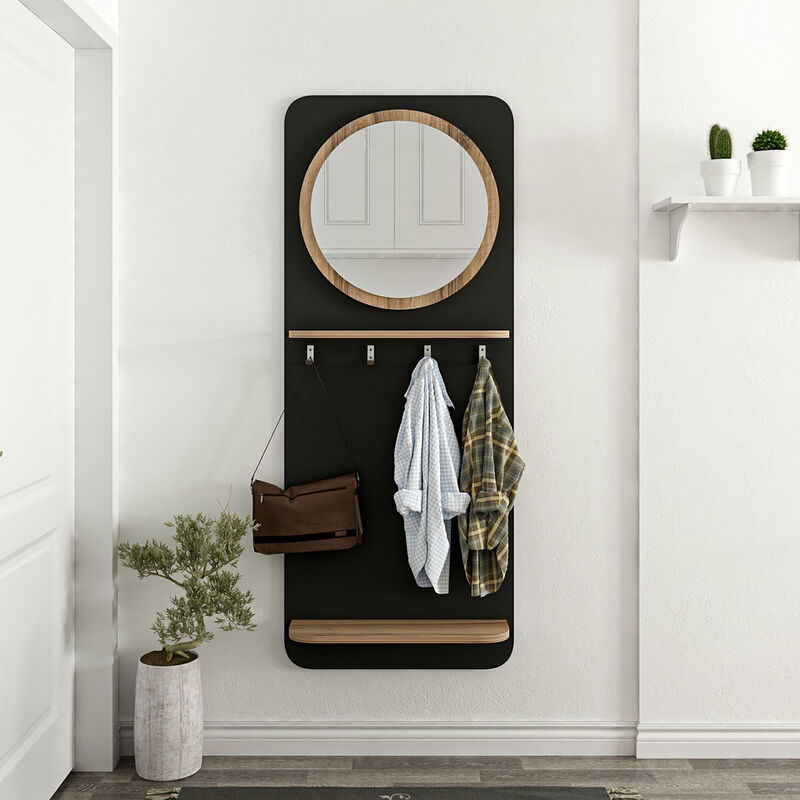 Vasagle porte-manteau mural, étagère murale, style industriel, avec 5  crochets, 1 plateau et 1 barre de suspension, pour entrée, couloir, salle  de bain, salon, vintage, noir lcr11bx Porte-manteau mural avec 5 Crochets