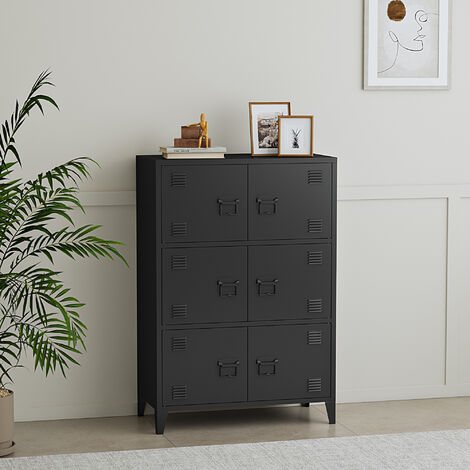 Armoire de bureau métallique Hamina acier 113 x 80 x 40 cm noir [en.casa] (1/5)