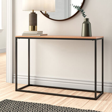 Table console Kittilä 80 x 100 x 30 cm noir et effet chêne [en.casa] (1/4)