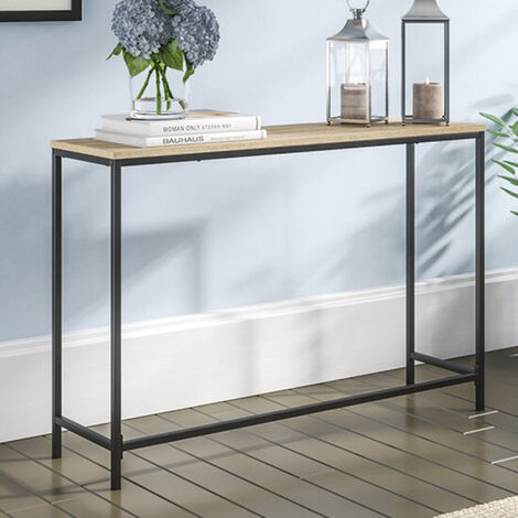 Table console Kronoby 80 x 100 x 30 cm noir / effet chêne [en.casa] (1/4)