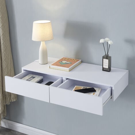 Étagère murale avec 2 tiroirs Karstula 80 x 35 x 12 cm blanc [en.casa]
