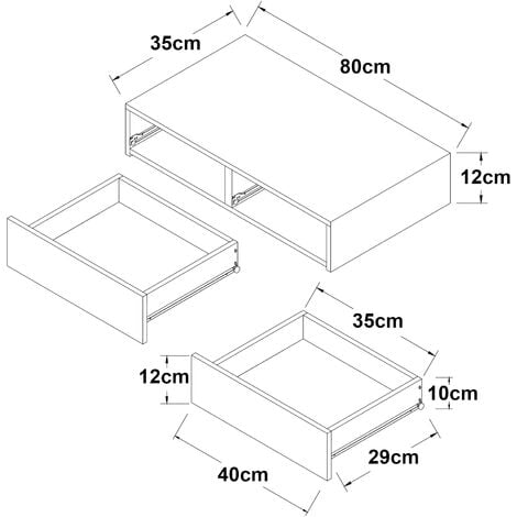 Étagère murale avec 2 tiroirs Karstula 80 x 35 x 12 cm blanc [en.casa]