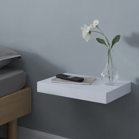 [En.Casa] – Étagère murale avec tiroir 40 x 25 x 5 cm – MDF blanc – Capacité de charge 5 kg – Montage facile et rapide (1/5)
